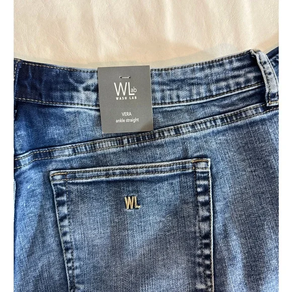 Wash Lab Vera Ankle Straight Jeans in Dive Blue Size 34 - Picture 5 of 8